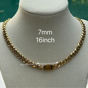 Gold Unisex Cuban Link Necklace 16” 7mm